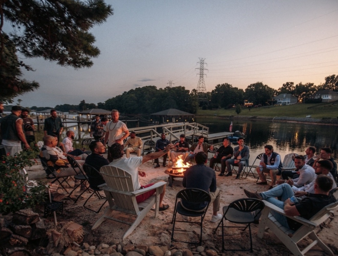LCL brothers gathered for a conversation by the lake